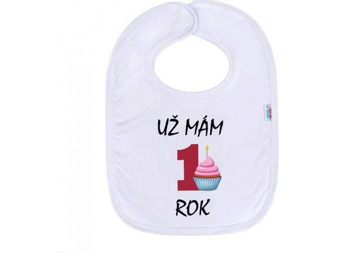 Kojenecký bavlněný bryndák New Baby Už mám 1 rok růžová