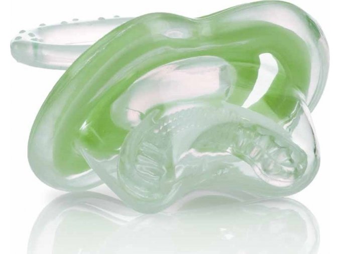 Nuby Kousátko silikonové ve tvaru dudlíku - zelené 0m+