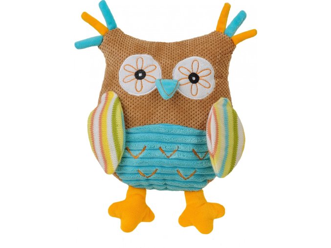 BabyOno Hračka hrkací sova béžová 25cm, 0m+