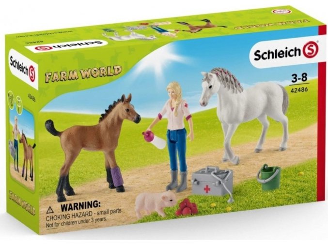 Schleich 42486 Návštěva veterinářky u klisny a hříběte