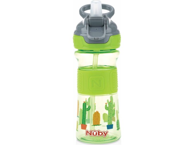 Nuby Láhev sportovní s měkkým sklápěcím brčkem 360ml, zelený, 3+