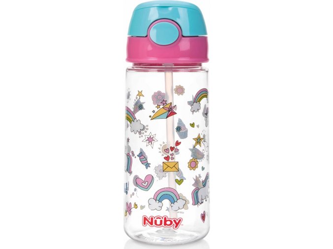 Nuby Láhev sportovní netekoucí se brčkem 530ml, růžová, 3+