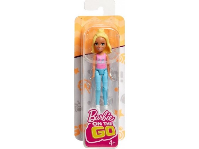 Barbie On The Go mini panenka tyrkysové kalhoty