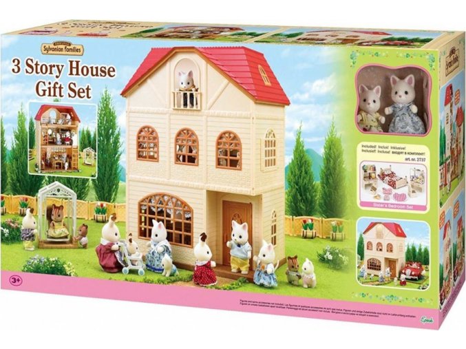 Sylvanian Families 2737 Dárkový set - Třípatrový dům s figurkami a příslušenstvím