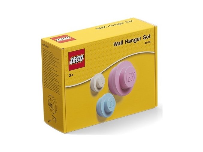 LEGO Věšák na zeď, 3 ks - bílá, světle modrá, růžová