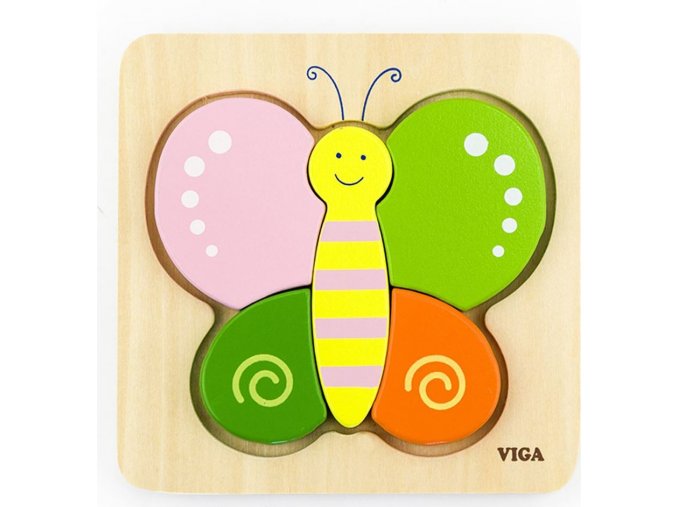 Dřevěné puzzle pro nejmenší Viga Motýl