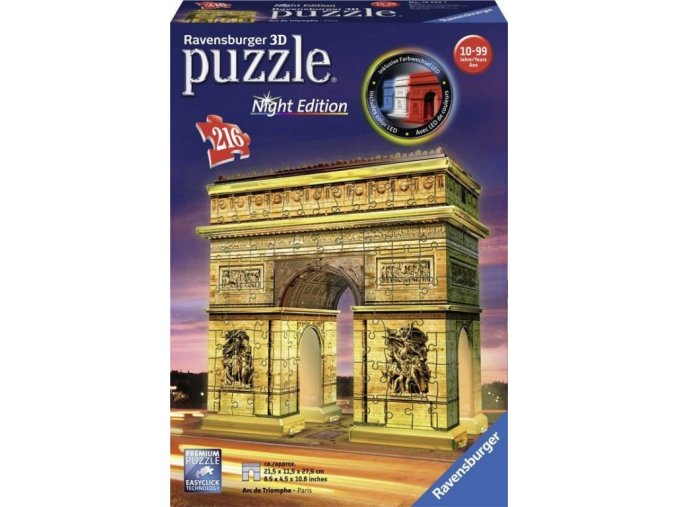 3D Puzzle Vítězný oblouk, Noční edice, 216d.