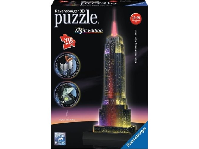 Ravensburger 3D puzzle Empire State Building Noční LED 216 dílků