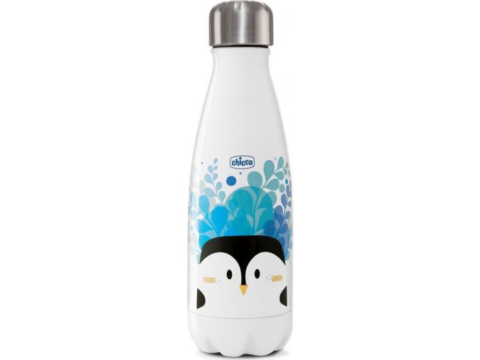 Chicco Láhev nerezová termo Chicco Drinky Tučňák, 350ml