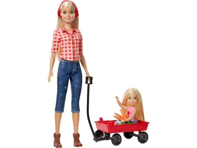 Barbie farmářka a Chelsea s vozíčkem