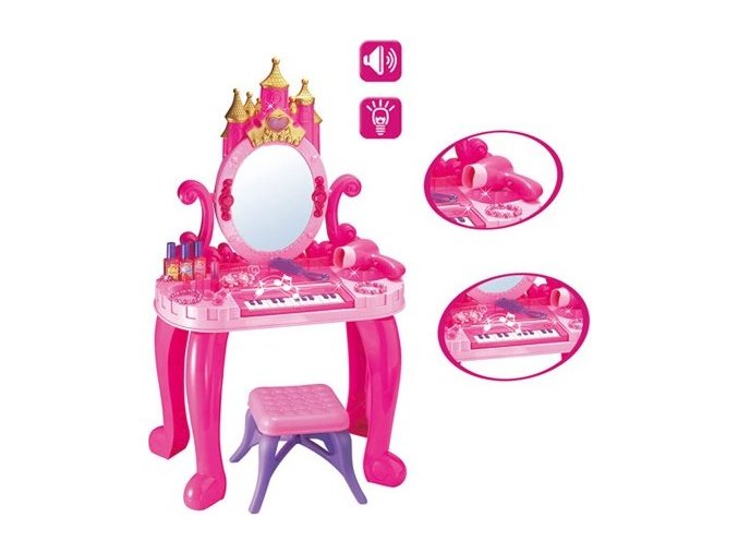 Dětský toaletní stolek s pianem a židličkou Bayo + příslušenství 13 ks