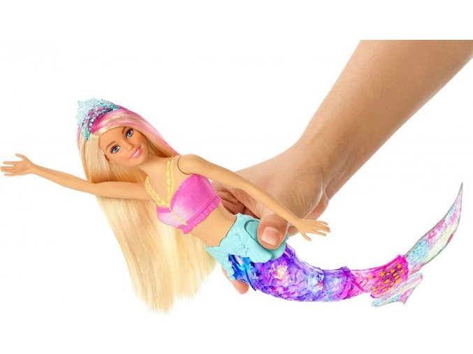 Barbie Svítící mořská panna s pohyblivým ocasem běloška