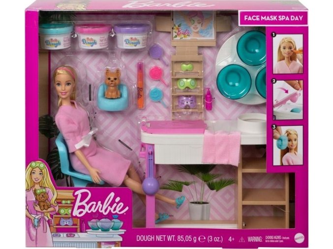 Barbie Salón krásy herní set s běloškou