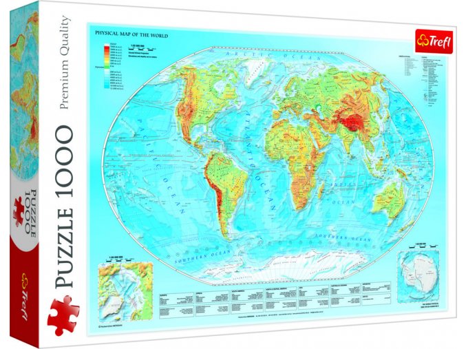 Puzzle Fyzická mapa světa 1000 dílků