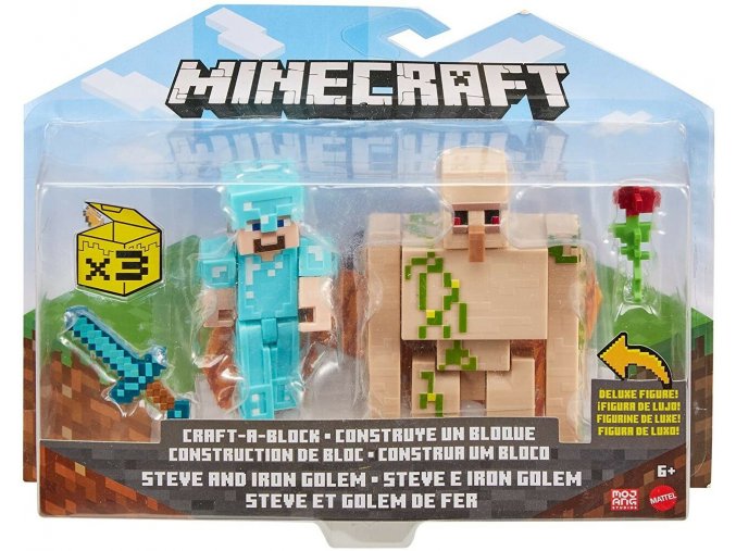 Minecraft figurka Steve a Iron Golem 1