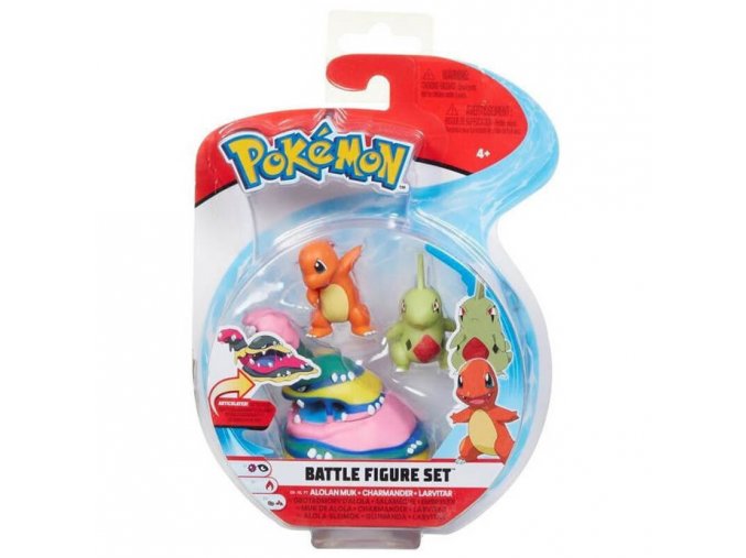 Pokemon Set bojovych figurek Alolan Muk Charmander Larvitar