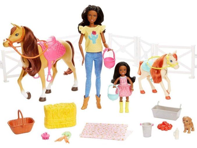 Barbie Herní set s koníky brunetka