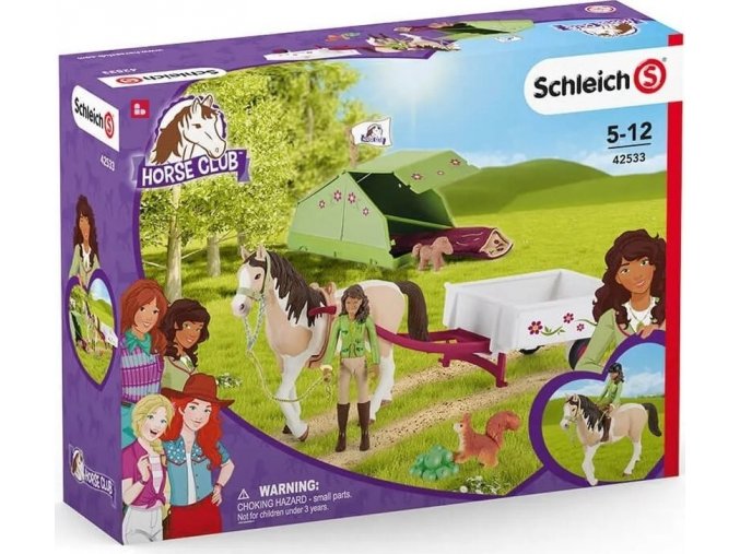 Schleich 42533 Sarah s koníkem a zvířátky kempují