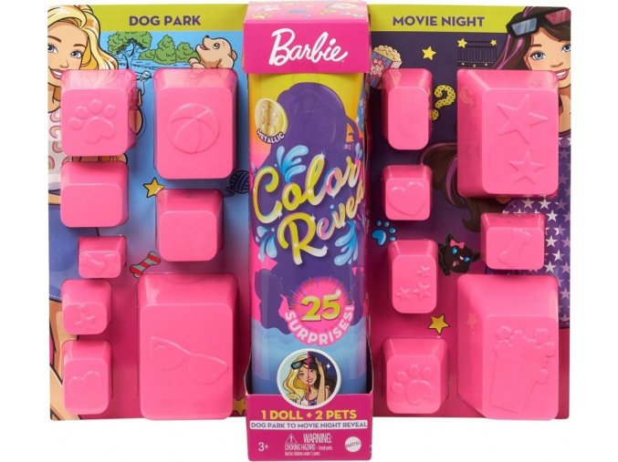 Barbie COLOR REVEAL se zvířátkem Psí park vs. kino