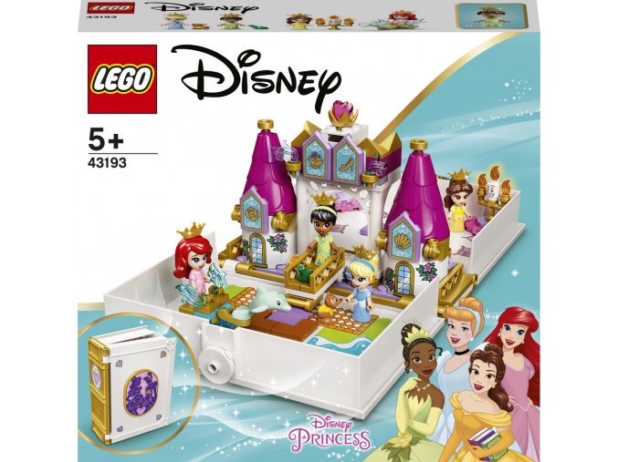 LEGO® Disney Princess™ 43193 Ariel, Kráska, Popelka a Tiana a jejich pohádková kniha dobrodružství