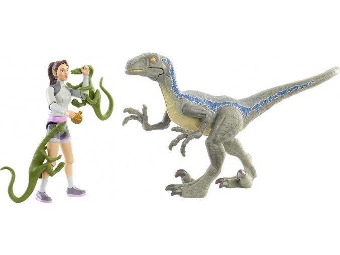 jursky svet kridovy kemp clovek a dinosaurus Yaz a velociraptor Blue 2