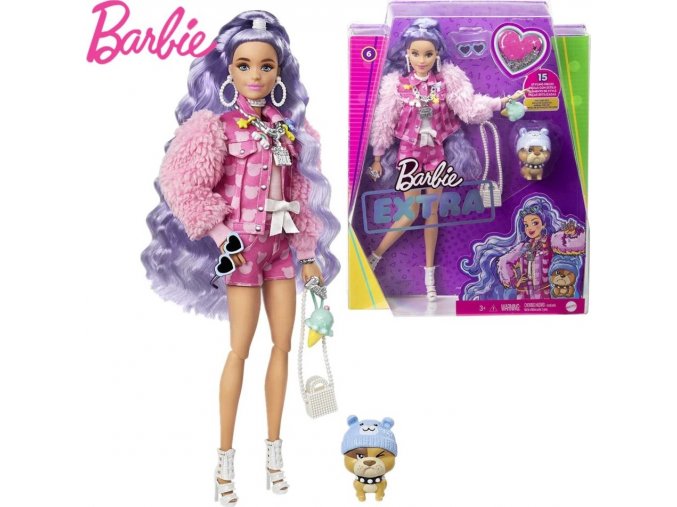 Barbie Extra Stylová dlouhovláska s buldočkem