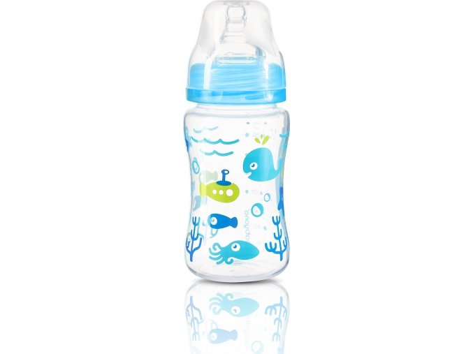 Kojenecká antikoliková láhev široké hrdlo modrá 240 ml