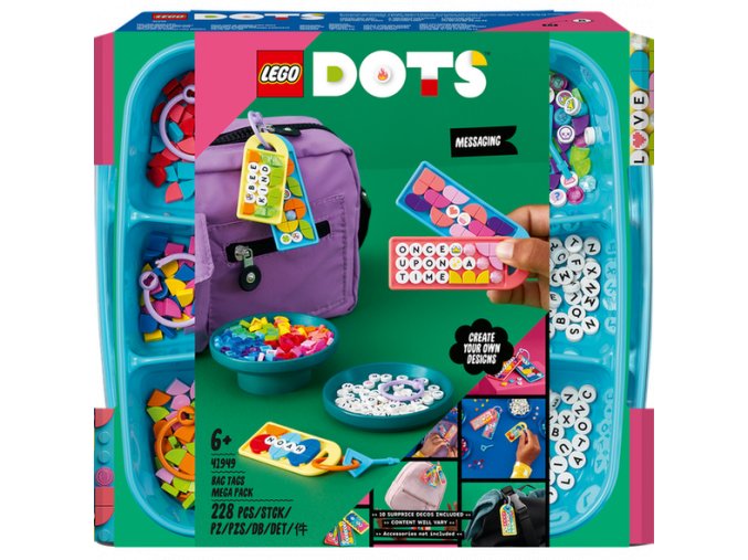 LEGO® DOTS 41949 Mega balení ozdob na tašku – zábavné vzkazy