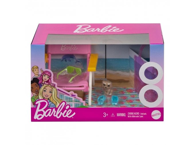 Barbie Zvířátko s doplňky - Pes a plážové doplňky