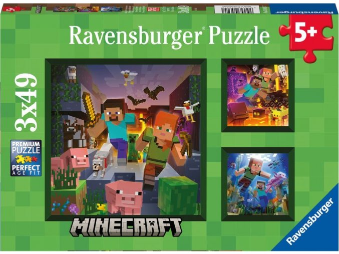 Ravensburger 56217 Minecraft Biomes 3x49 dílků