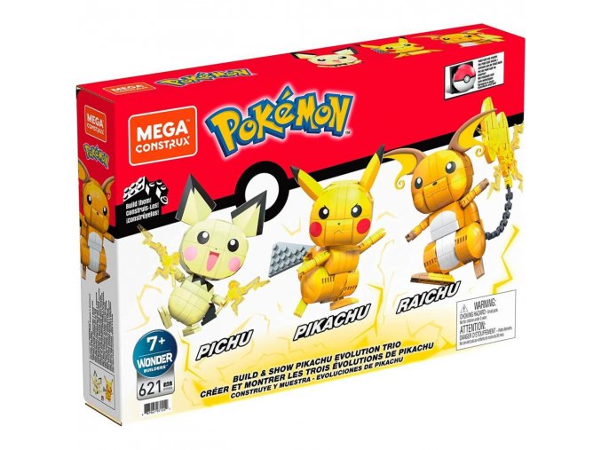 Mega Construx Pokémon Trio: Pichu, Pikachu a Raichu