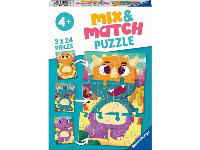 Ravensburger 05197 Puzzle Mix & Match Legrační dinosaurus 3x24 dílků