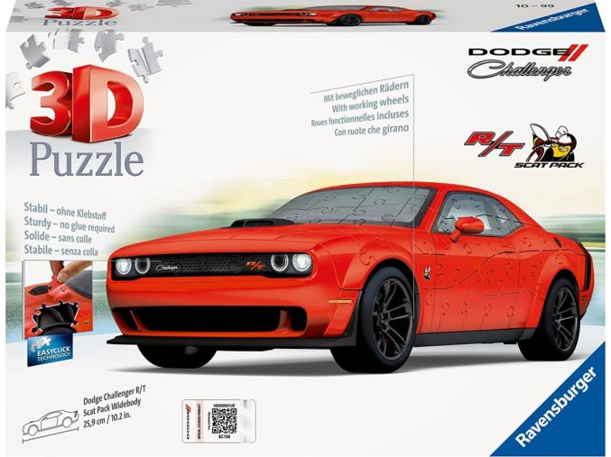 Ravensburger 11284 Puzzle 3D Dodge Challenger R/T Scat Pack Widebody 108 dílků