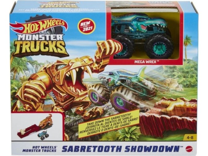 Hot Wheels® Monster Trucks Porážka šavlozubé šelmy MEGA WREX