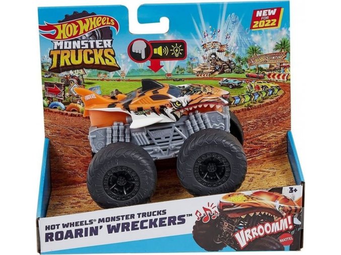 Hot Wheels® Monster Trucks Svítící a rámusící vrak TIGER SHARK