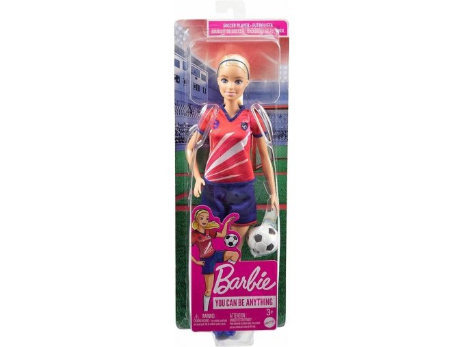 barbie fotbalistka v cervenem dresu blondynka 1