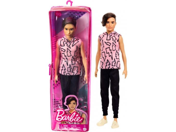 Barbie Ken Fashionistas Puppe im pinken Hoodie mit Blitzen