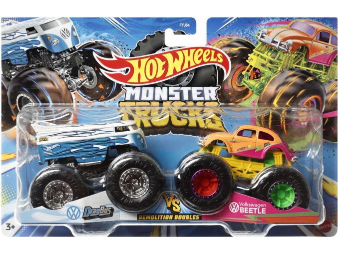 Hot Wheels® Monster Trucks Demoliční duo Drag Bus vs. Volkswagen Beetle HNX28