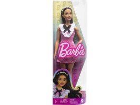 Barbie modelka růžové kostkované šaty