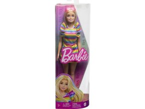 Barbie modelka proužkované šaty s volány