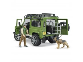 Bruder LAND ROVER DEFENDER s figurkou myslivce, psa a příslušenstvím