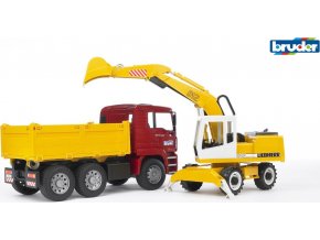 Bruder 02751 Konstrukční vozy - MAN TGA nákladní auto s Liebherr bagrem 1:16