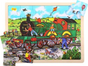 Bigjigs Toys Dřevěné puzzle vlak 24 dílků