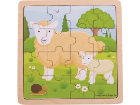 Bigjigs Toys puzzle - Ovečka s jehňátkem