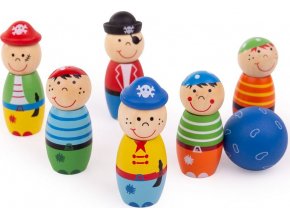 Bigjigs Toys Dřevěné kuželky Piráti