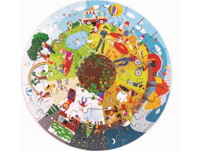 Bigjigs Toys Kulaté podlahové puzzle Čtyří roční období 50 dílků