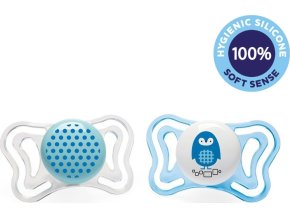 CHICCO Šidítko Physio Light silikonové 2-6m chlapec - tečky/tučňák 2 ks