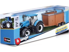 Bburago 1:32 Farm Traktor New Holland s vlečkou pro koně