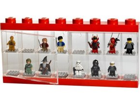 LEGO vitrínka na 16 minifigurek červená