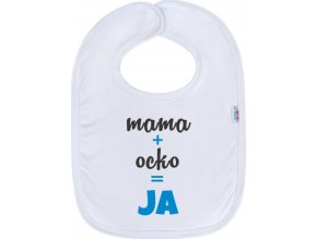 Kojenecký bavlněný bryndák New Baby mama+ocko=JA modrý